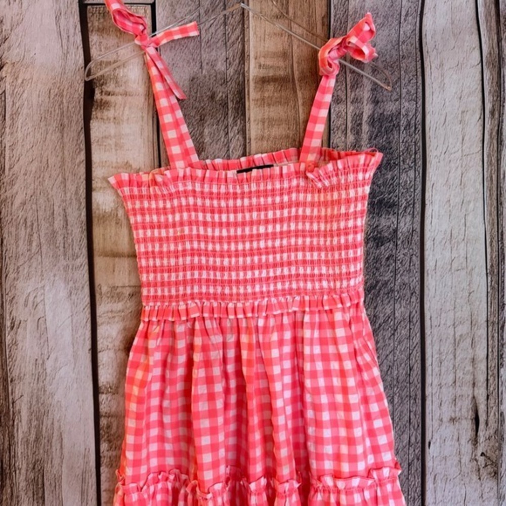 Pomander Place Nellie Smocked Maxi Dress Electric Pink Gingham Tuckernuck M - Picture 3 of 8